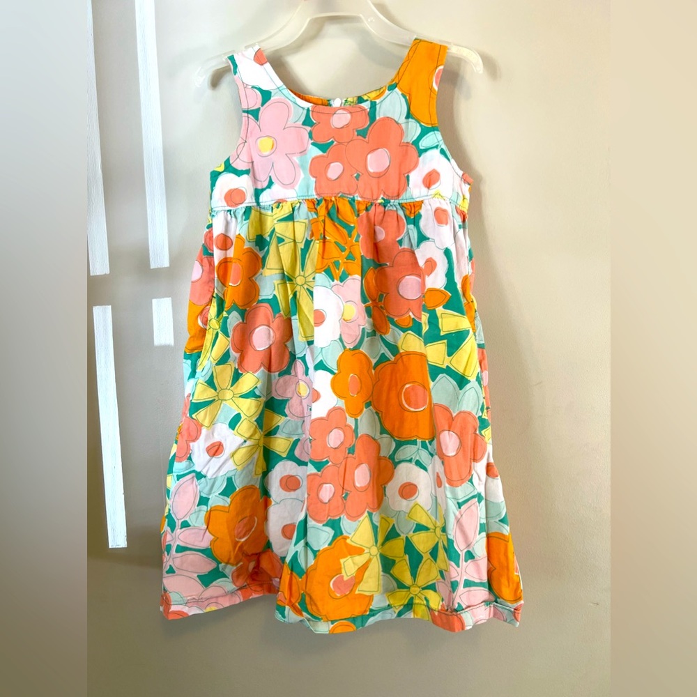 Land’s End Sleeveless Summer Cotton Dress with Poppy Flowers